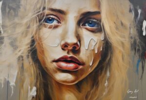 (88) Gesicht einer jungen Frau Tränen Abstract